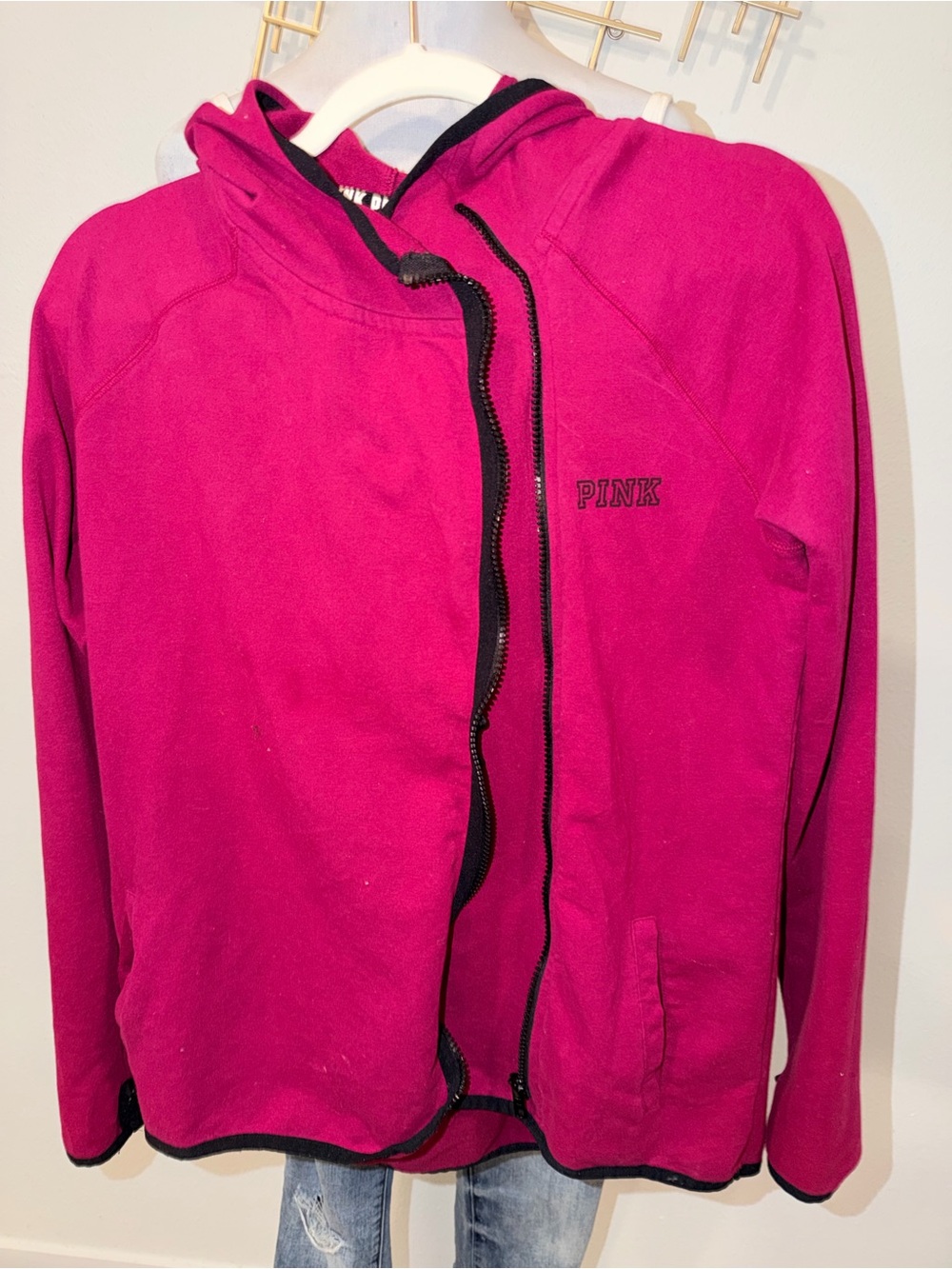 PINK Victoria's Secret Girls' Hooded Zip Jacket - Fuchsia